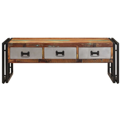 vidaXL Salontafel met 3 lades 100x50x35 cm massief gerecycled hout afbeelding3 - 1