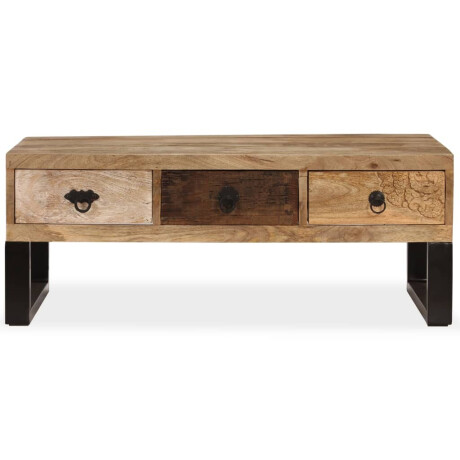 vidaXL Salontafel met 3 lades 90x50x35 cm massief mangohout afbeelding3 - 1