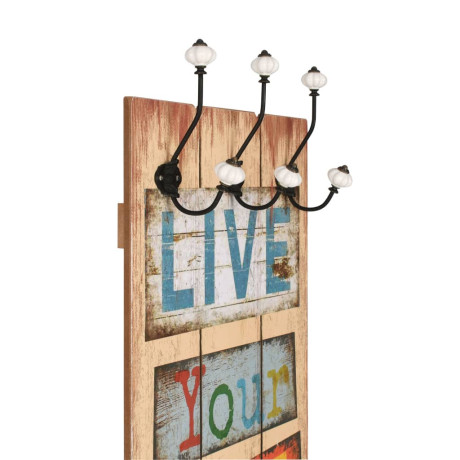 vidaXL Wandkapstok met 6 haken LIVE LIFE 120x40 cm afbeelding3 - 1