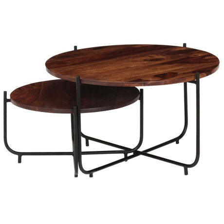 vidaXL 2-delige Salontafelset 60x35 cm massief acaciahout afbeelding3 - 1