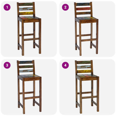 vidaXL Barkrukken 2 st massief gerecycled hout afbeelding3 - 1