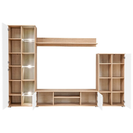 vidaXL Tv-wandmeubel met LED-verlichting Sonoma eiken en wit afbeelding3 - 1