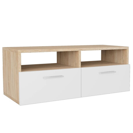 vidaXL Tv-meubels 2 st 95x35x36 cm bewerkt hout eikenkleurig en wit afbeelding3 - 1