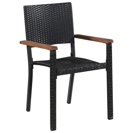 vidaXL 5-delige Tuinset poly rattan en acaciahout zwart afbeelding3 - 1
