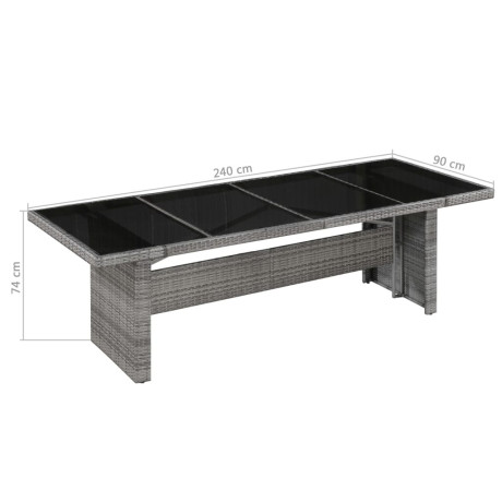 vidaXL Tuintafel 240x90x74 cm poly rattan en glas afbeelding3 - 1