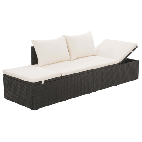 vidaXL Tuinbed 195x60 cm poly rattan zwart afbeelding3 - 1