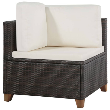 vidaXL 4-delige Loungeset met kussens poly rattan bruin afbeelding3 - 1
