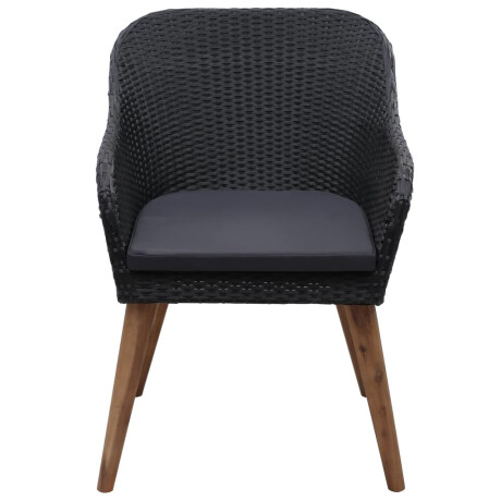 vidaXL Tuinstoelen 2 st met kussens poly rattan zwart afbeelding3 - 1