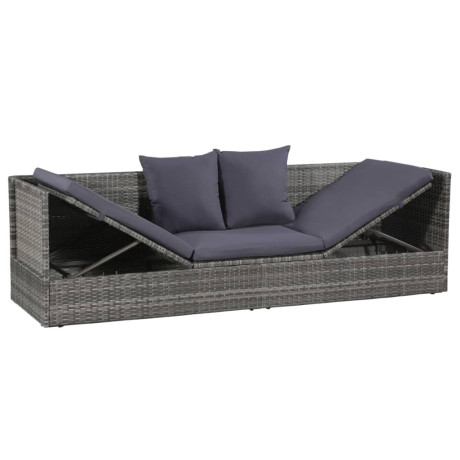 vidaXL Tuinbed 200x60 cm poly rattan grijs afbeelding3 - 1