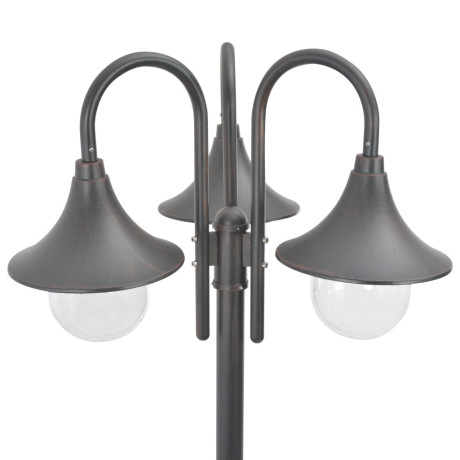 vidaXL Paalverlichting tuin E27 220 cm aluminium brons 3-delig afbeelding3 - 1