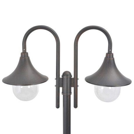 vidaXL Paalverlichting tuin E27 220 cm aluminium brons 2-delig afbeelding3 - 1