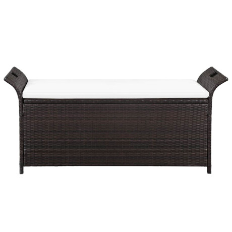 vidaXL Opbergbankje met kussen 138 cm poly rattan bruin afbeelding3 - 1