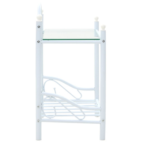 vidaXL Nachtkastjes 45x30,5x60 cm staal en gehard glas wit afbeelding3 - 1