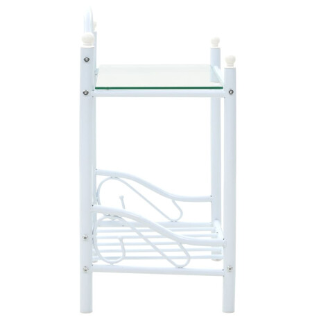 vidaXL Nachtkastjes 45x30,5x60 cm staal en gehard glas wit afbeelding3 - 1