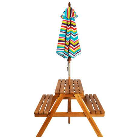 vidaXL Kinderpicknicktafel met parasol 79x90x60 cm massief acaciahout afbeelding3 - 1