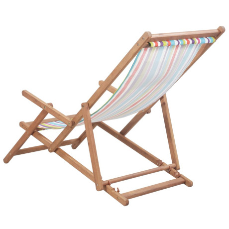 vidaXL Strandstoel inklapbaar stof en houten frame meerkleurig afbeelding3 - 1