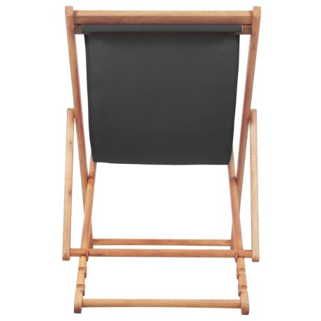 vidaXL Strandstoel inklapbaar stof en houten frame grijs afbeelding3 - 1