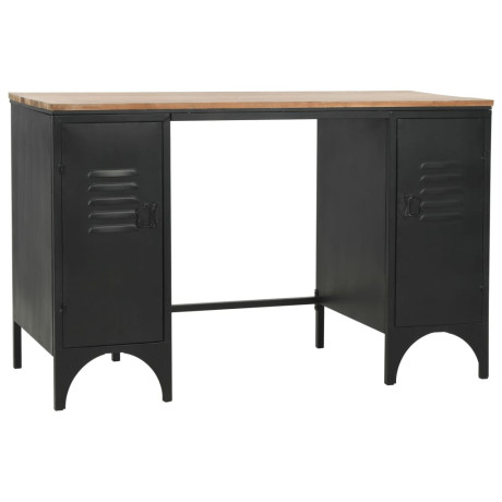 vidaXL Bureau 120x50x76 cm massief vurenhout en staal afbeelding3 - 1