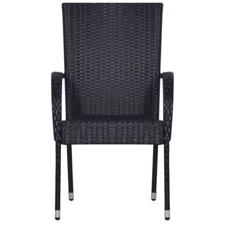 vidaXL Tuinstoelen stapelbaar 2 st poly rattan zwart afbeelding3 - 1