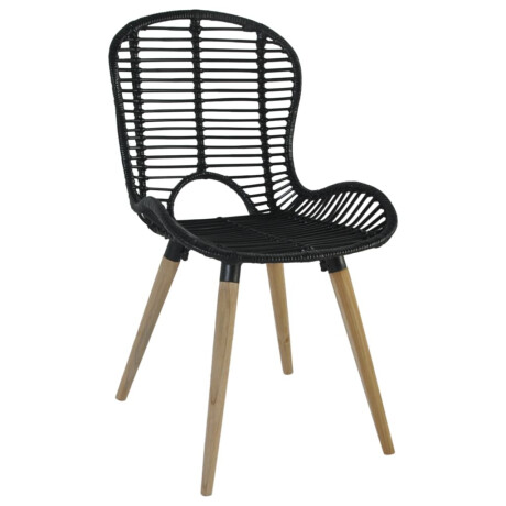 vidaXL Eetkamerstoelen 2 st natuurlijk rattan zwart afbeelding3 - 1