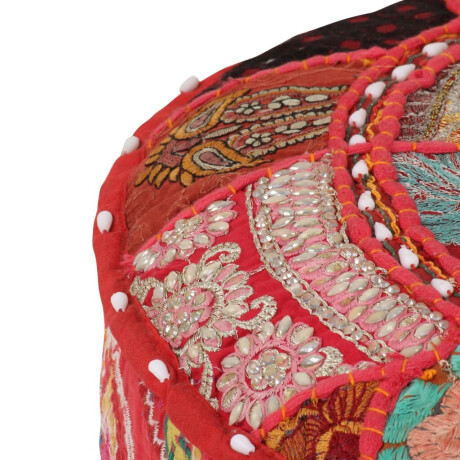 vidaXL Poef patchwork rond handgemaakt 40x20 cm katoen rood afbeelding3 - 1