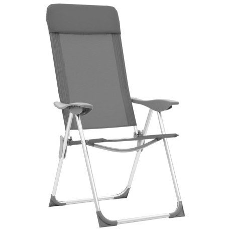 vidaXL Campingstoelen 4 st inklapbaar aluminium grijs afbeelding3 - 1