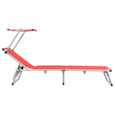 vidaXL Ligbed inklapbaar met dak aluminium en textileen rood afbeelding3 - 1