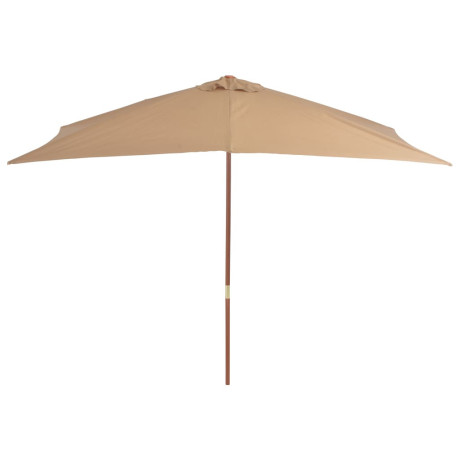 vidaXL Parasol met houten paal 200x300 cm taupe afbeelding3 - 1