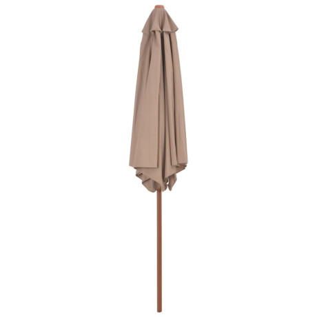 vidaXL Parasol met houten paal 270 cm taupe afbeelding3 - 1