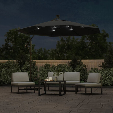 vidaXL Zweefparasol met LED-verlichting stalen paal 300 cm antraciet afbeelding3 - 1
