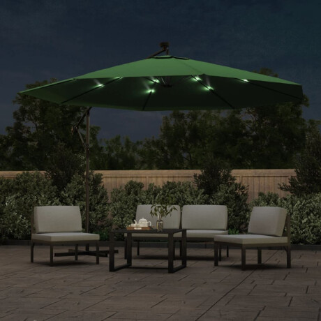 vidaXL Zweefparasol met LED-verlichting en metalen paal 350 cm groen afbeelding3 - 1