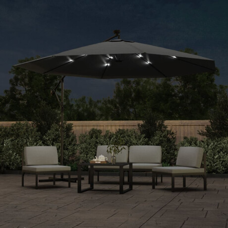 vidaXL Zweefparasol met LED-verlichting metalen paal 350 cm antraciet afbeelding3 - 1