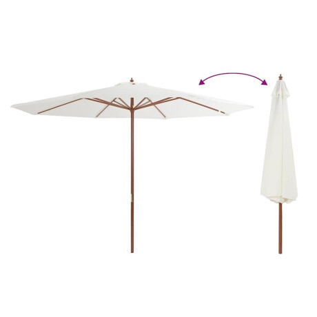 vidaXL Parasol met houten paal 350 cm zandwit afbeelding3 - 1