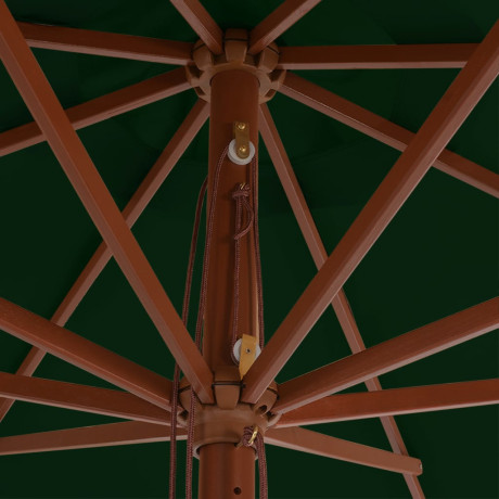 vidaXL Parasol met houten paal 350 cm groen afbeelding3 - 1