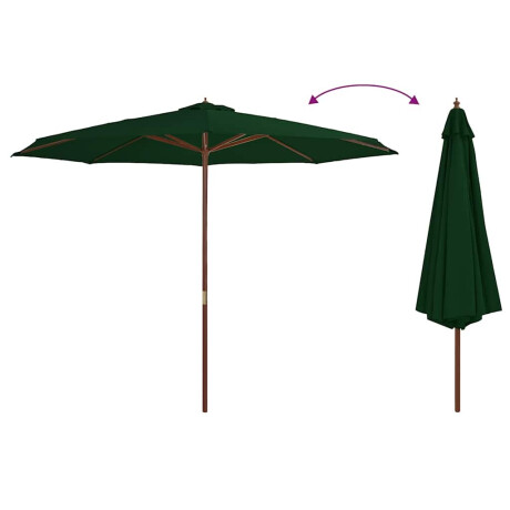 vidaXL Parasol met houten paal 350 cm groen afbeelding3 - 1