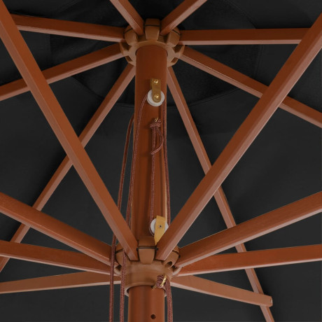 vidaXL Parasol met houten paal 350 cm antraciet afbeelding3 - 1