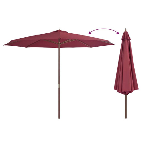 vidaXL Parasol met houten paal 350 cm bordeauxrood afbeelding3 - 1