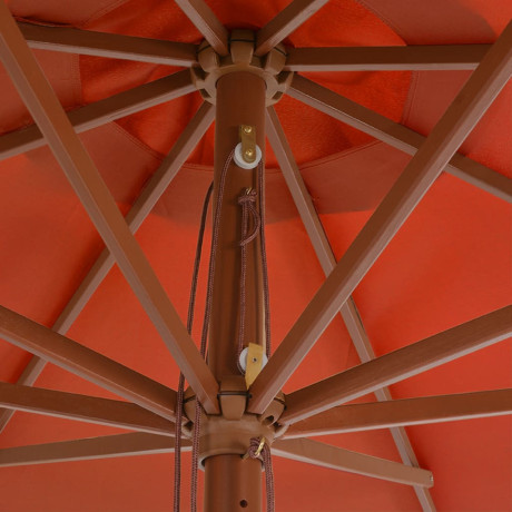vidaXL Parasol met houten paal 350 cm terracottakleurig afbeelding3 - 1