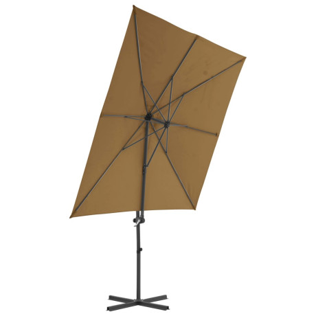 vidaXL Zweefparasol met stalen paal 250x250 cm taupe afbeelding3 - 1