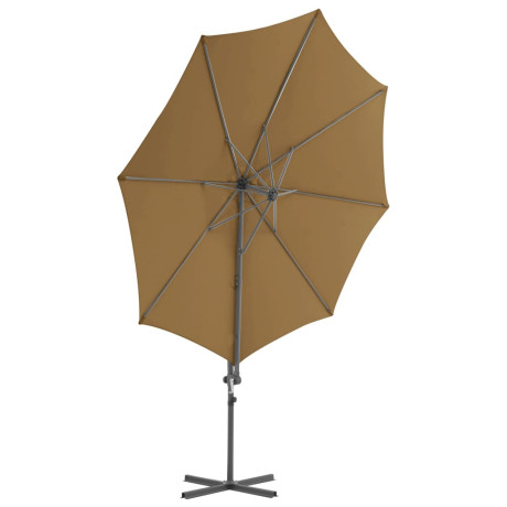 vidaXL Zweefparasol met stalen paal 300 cm taupe afbeelding3 - 1