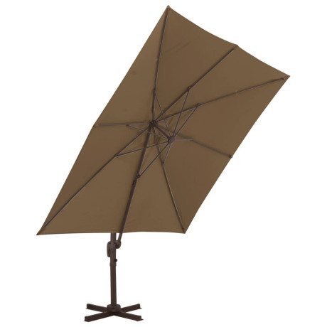 vidaXL Zweefparasol met aluminium paal 300x300 cm taupe afbeelding3 - 1