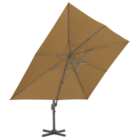 vidaXL Zweefparasol met aluminium paal 400x300 cm taupe afbeelding3 - 1