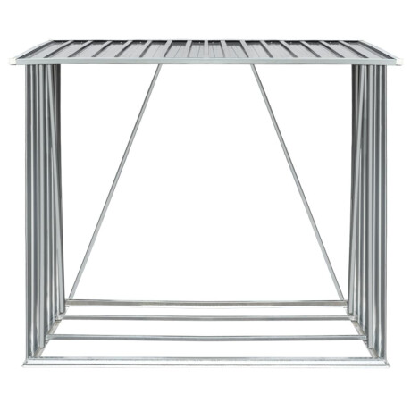 vidaXL Haardhoutschuur 163x83x154 cm gegalvaniseerd staal grijs afbeelding3 - 1