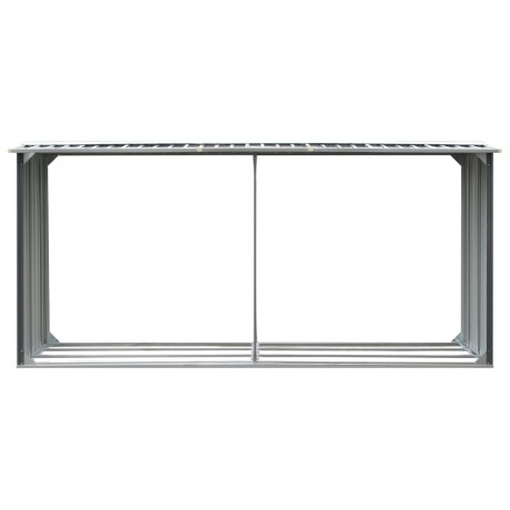 vidaXL Haardhoutschuur 330x92x153 cm gegalvaniseerd staal grijs afbeelding3 - 1