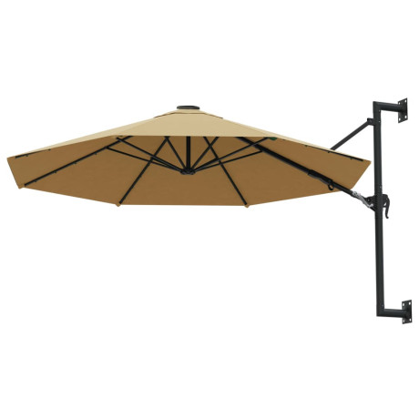 vidaXL Wandparasol met metalen paal 300 cm taupe afbeelding3 - 1