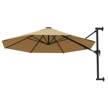 vidaXL Wandparasol met metalen paal 300 cm taupe afbeelding3 - 1