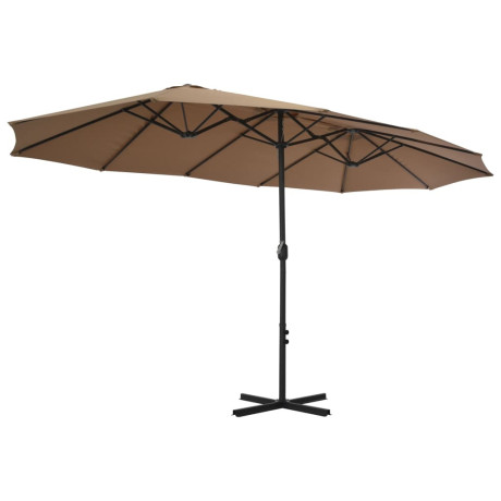 vidaXL Parasol met aluminium paal 460x270 cm taupe afbeelding3 - 1