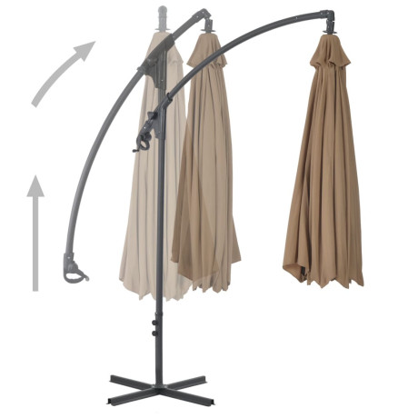 vidaXL Zweefparasol met stalen paal 300 cm taupe afbeelding3 - 1