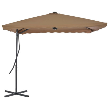 vidaXL Parasol met stalen paal 250x250 cm taupe afbeelding3 - 1