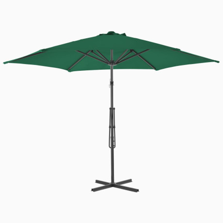 vidaXL Parasol met stalen paal 300 cm groen afbeelding3 - 1